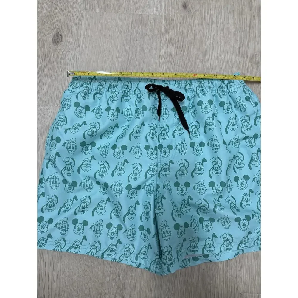 Disney Mickey Mouse Donald Duck Goofy Swim Trunks Men’s Large Mint Green